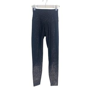 Beyond Yoga Highrise Splatter metallic black leggings with pewter‎ sz Small